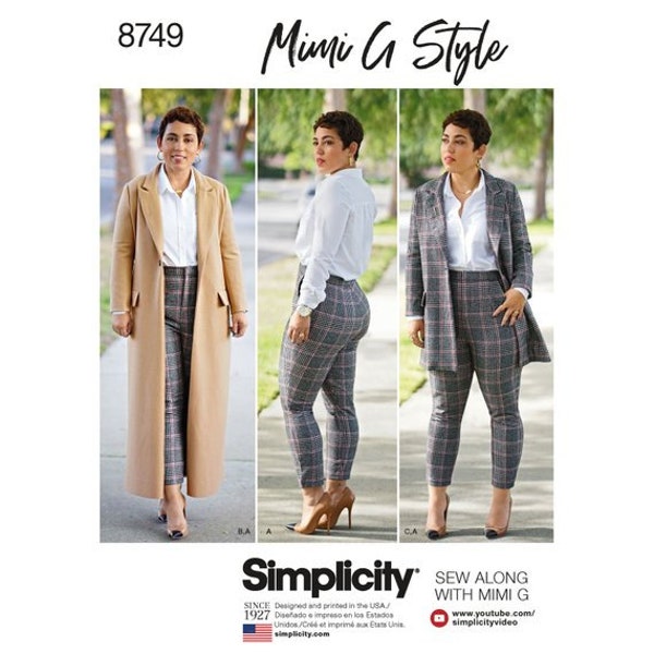 OUT OF PRINT - Jacket/Trench Coat with Pockets and Straight Legged Pants for Misses/Women - Mimi G - Simplicity Sewing Pattern 8749/S8749