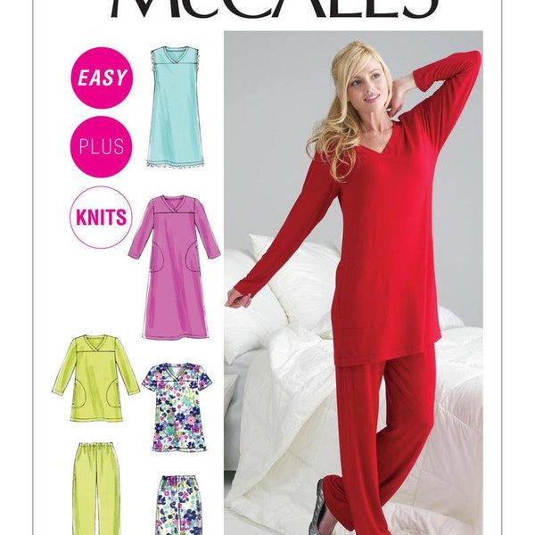 Misses' And Women's Sleepwear/Loungewear - Tunic Top, Gowns, Pants, Capris, Nightgown in 2 Lengths - McCall's Sewing Pattern M6474