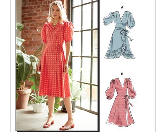 Misses' Wrap Front Dresses and Sash - McCall's Sewing Pattern M8036