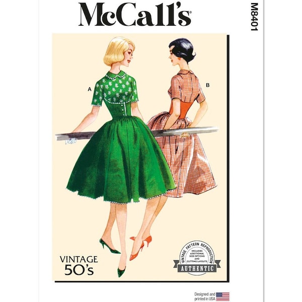 Misses' Vintage 1950's Dresses - McCall's Easy Sewing Pattern M8401