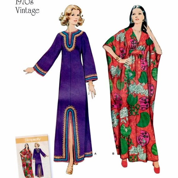 Misses' 1970s Vintage Caftan, Dress, Kimono - Simplicity Sewing Pattern 8505