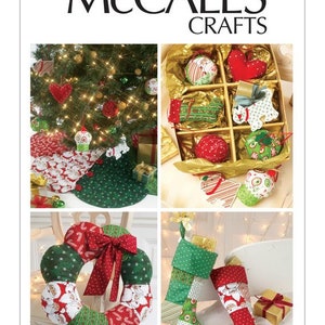 OUT OF PRINT - Christmas Stockings, Soft Ornaments, Wreath, Tree Skirt, Craft Decorations - McCall&#39;s Sewing Pattern M6453