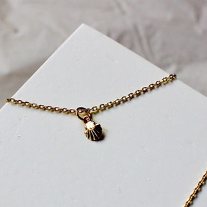 Short chain with shell pendant for layering look gold-plated