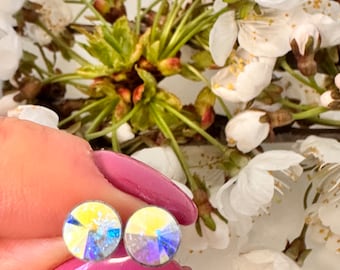 Pendientes de botón Crystals AB de Swarovski® de 6 mm