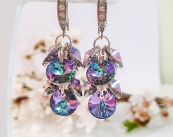 Swarovski Earrings, Handmade Earrings, Dangle earrings, crystal earrings Made from Genuine Swarovski Crystals, Vitrail Light