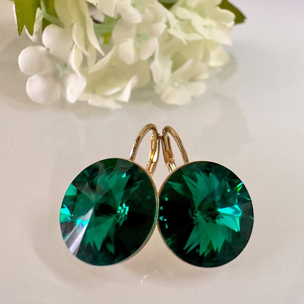 Emerald Swarovski Crystal Earrings for Women - Etsy