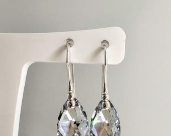 Pendientes colgantes de cristal Swarovski: plata de ley 925, Comet Argent Light