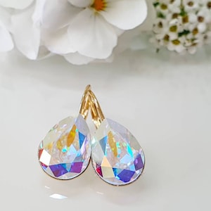 Handmade Earrings, Crystal earrings, Dangle earrings Made from Genuine Swarovski® Crystals ab  14×10mm