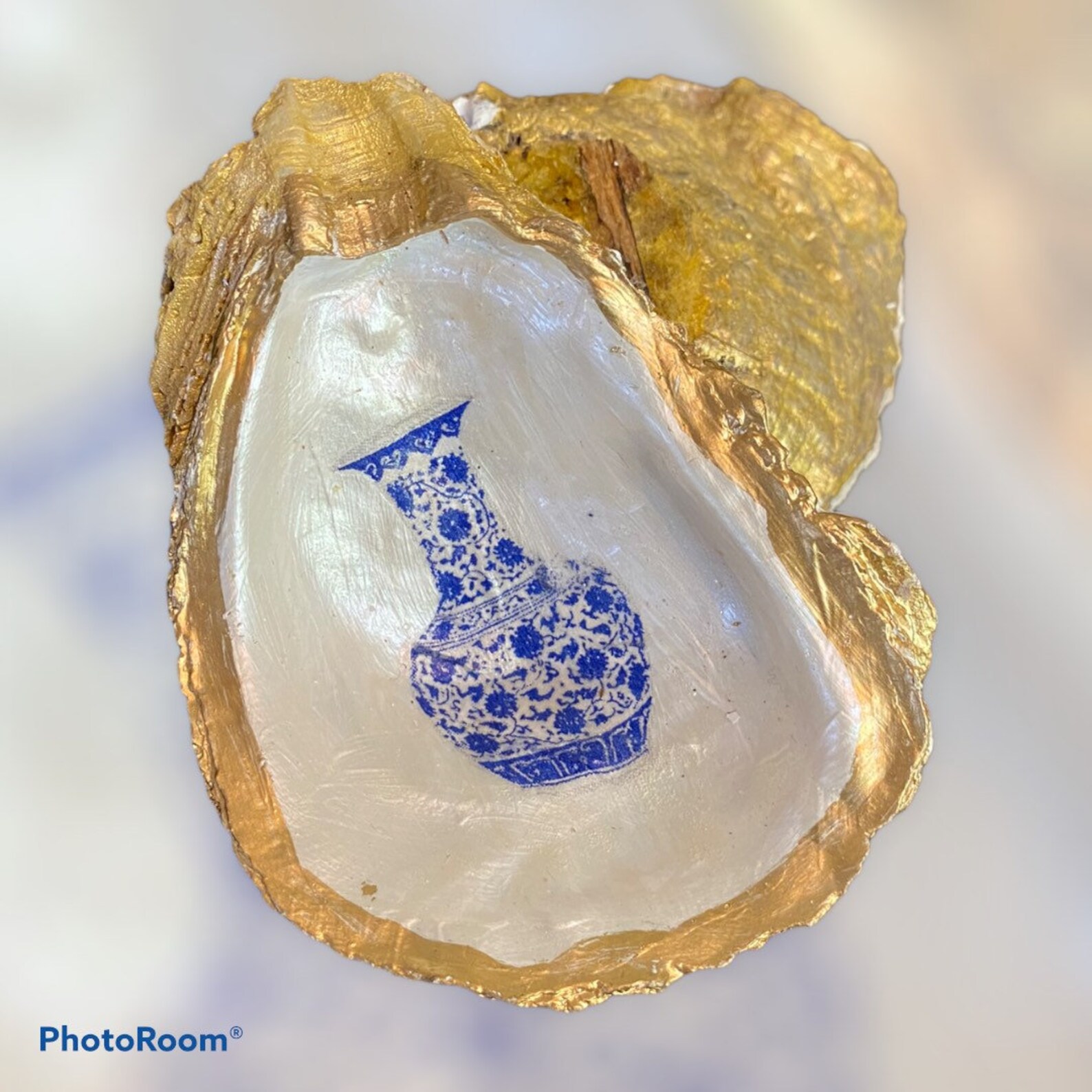 Blaue und weiße Chinoiserie Oyster Muschel Ringschale | Etsy