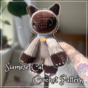 Siamese Cat Plush - Crochet Pattern (PDF Digital Download), Amigurumi Crochet Pattern, Cute Crochet Cat Kitten Plushie Pattern Low Sew