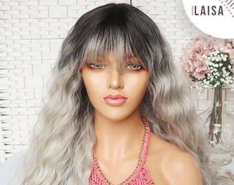 Schwarz Grau Ombre Perucke Etsy