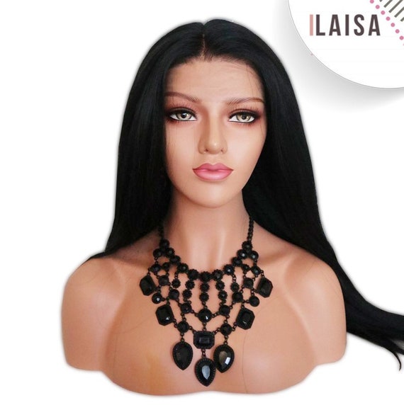 Front Lace Wig Black Sleek 28 Inch Free Shipping Etsy