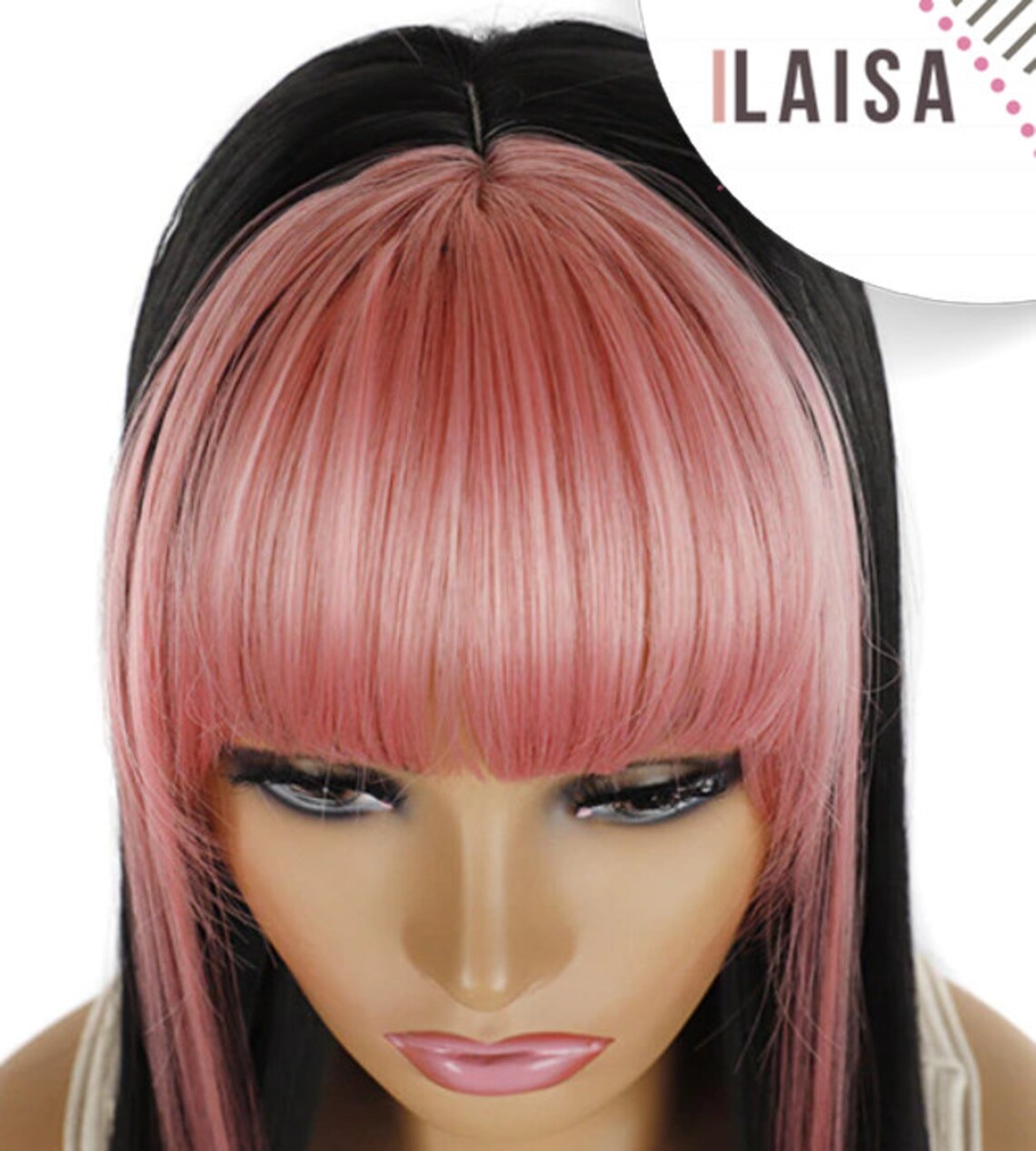 TONYA Black/Pink 28 Silky Straight wig with bangs Etsy