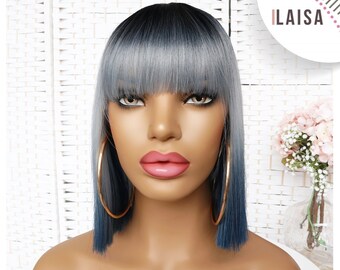 grey wigs with bangs