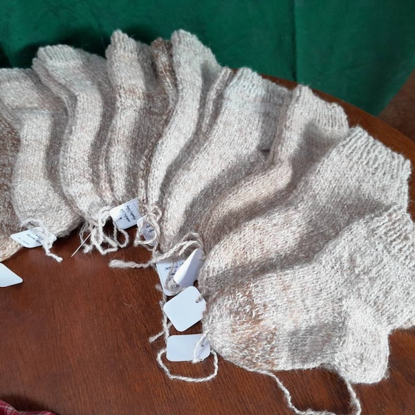 Wollsocken, Schafwolle mit Alpaka,  handgesponnen und gestrickt