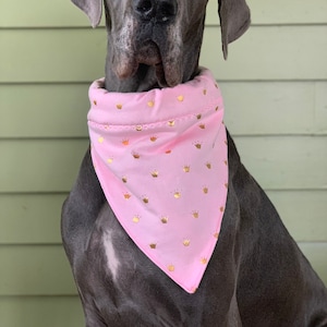 Queen B - Pink with Gold Crowns - Dog / Cat - Slip On / Over the Collar / Snap On Bandanna