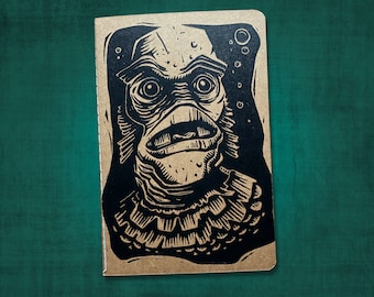 Creature from the Black Lagoon Sketchbook  |  Classic Monster Movie notebook  |  Handprinted A5 Journal