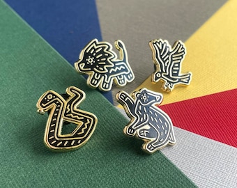 Wizard Houses Blind Bag  |  Enamel Pin Mystery Bag  |  Magical School Spirit animal