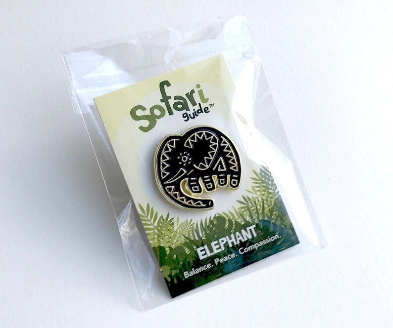 Animal Lapel Pin Rainforest Pin Sofari Guide: Elephant Animal Pin Animal Enamel Pin Elephant Enamel Pin Jungle Pin