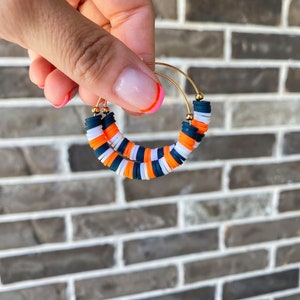 Astros Inspired Hoop Earrings | Astros Earrings | Heishi Hoop Bead Earrings | Gold Hoop Earrings | Hoop Earrings | Gold Heishi Bead Earrings