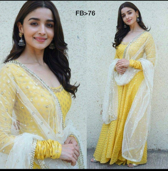 yellow anarkali suit