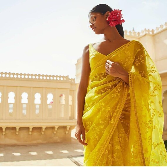 Embroidery Work Saree Sari Classy Look 