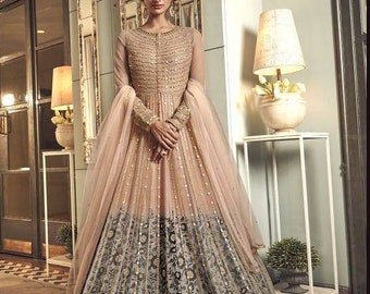 Peach Anarkali - Etsy