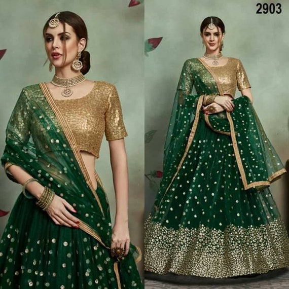 Heavy sequence work lehenga Choli green 