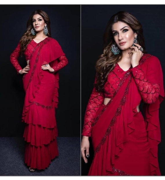 ruffle saree dress