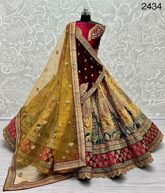 Zeel Clothing Women's Silk Semi stitched Lehenga Choli (7035-Wedding-Bridal -Latest-Lehenga-Choli_Peach_Free Size) : Amazon.in: Fashion