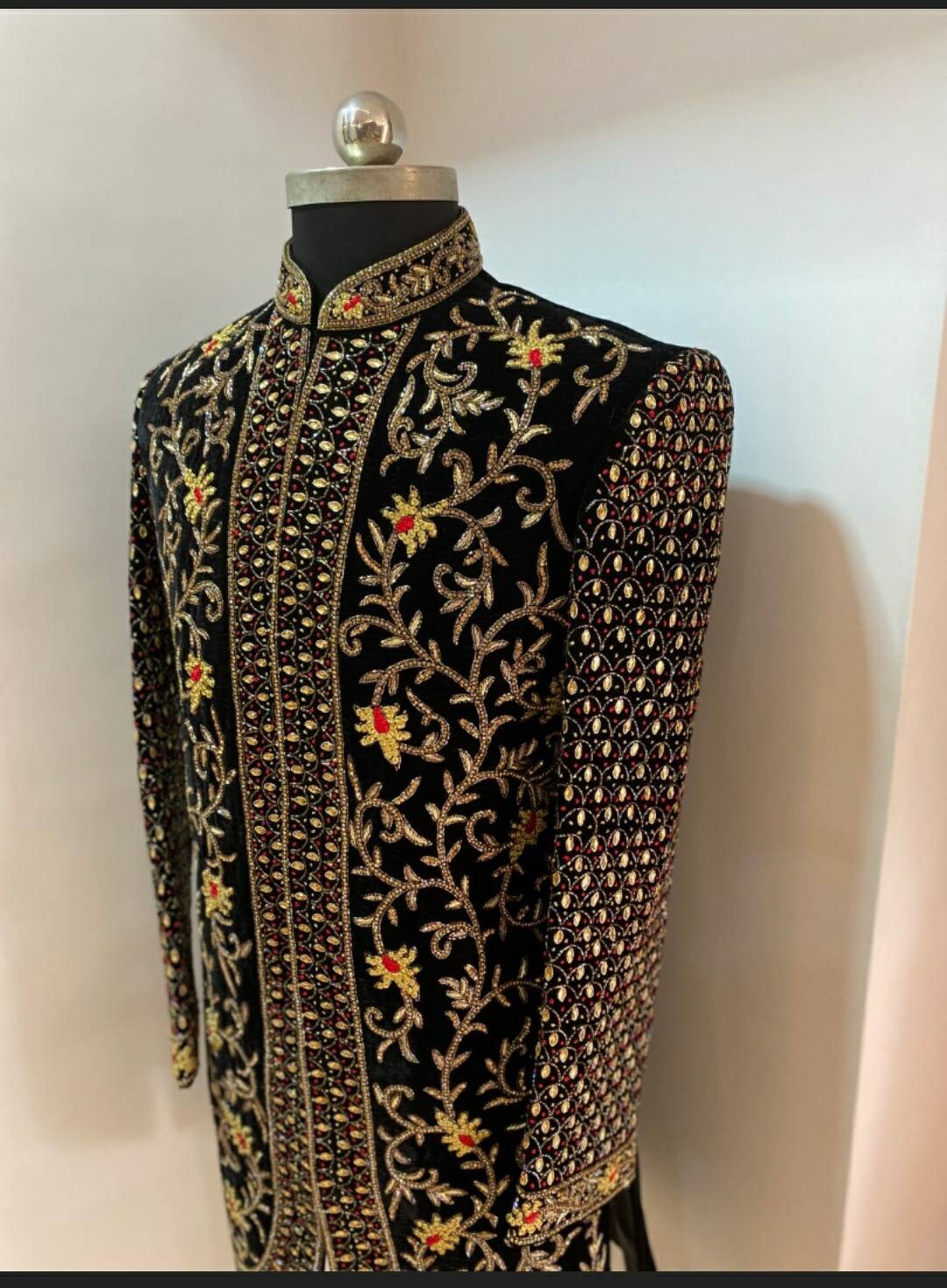Heavy embroidery groom sherwani indian pakistani wedding royal  etsy Heavy embroidery groom sherwani indian pakistani wedding royal  etsy