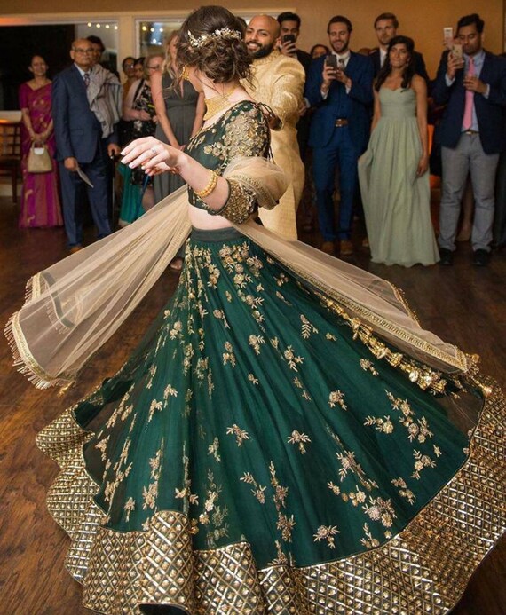 green ghagra choli