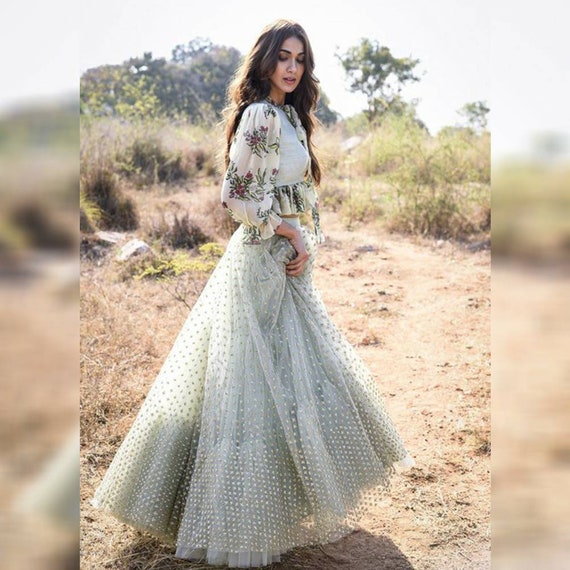 Designer Lehenga Choli Crop Top Skirt Indian Pakistani Wedding Etsy