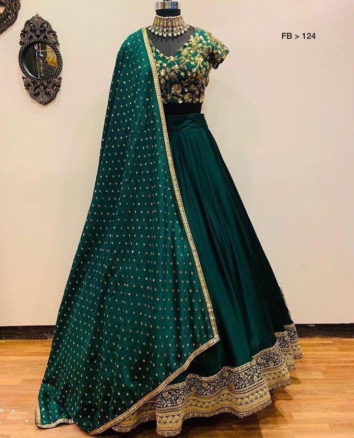 Green Designer Lehenga Choli Mehndi ...