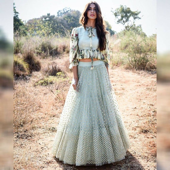 On Sale Designer Lehenga Choli Crop Top Skirt Indian Pakistani Etsy