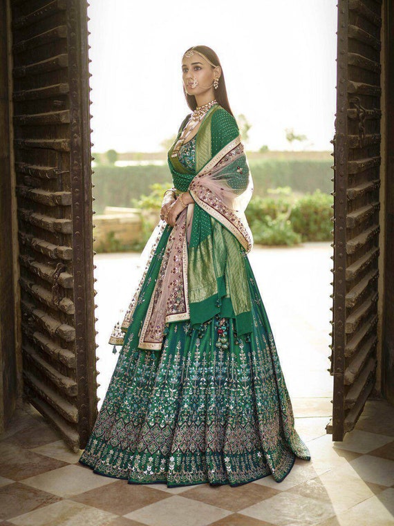 green ghagra choli