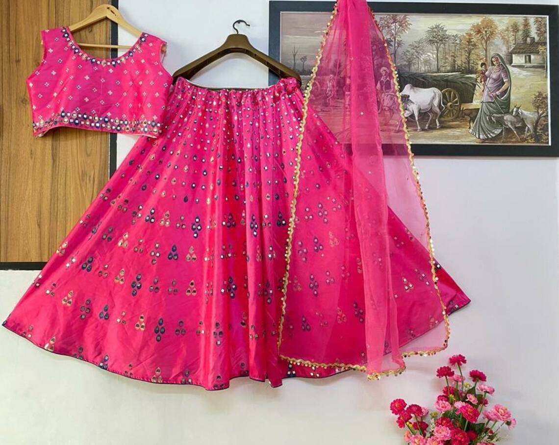 mirror work lehenga choli with price