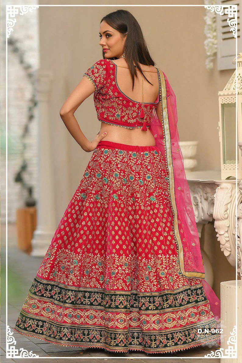 Red Heavy Embroidery Bridal Lehenga Choli Indian Pakistani | Etsy