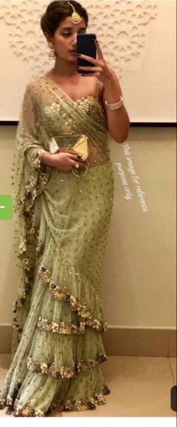 High Quality Ruffle Saree Party Wear 