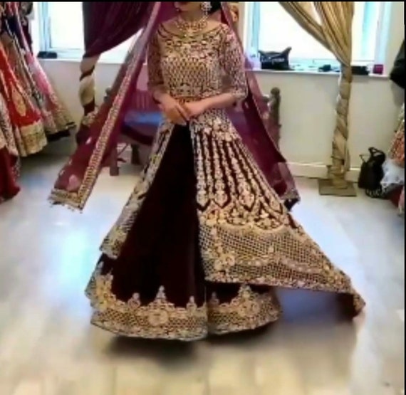 Bridal Lehenga Choli in Maroon With Heavy hand Work - Make on