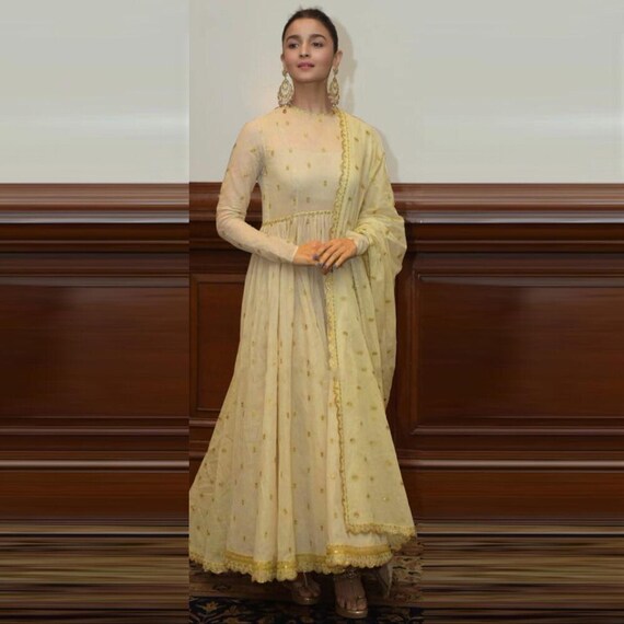 golden anarkali suit