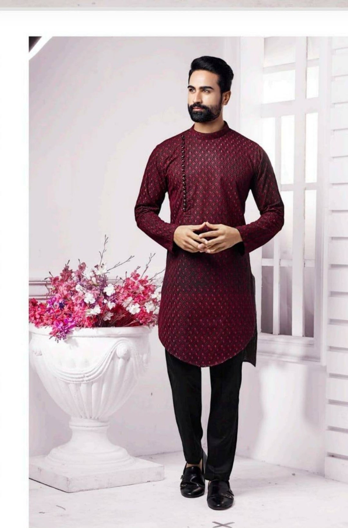 Designer Groom Kurta Pajama Mehendi Outfit Groomsmen Outfit Etsy
