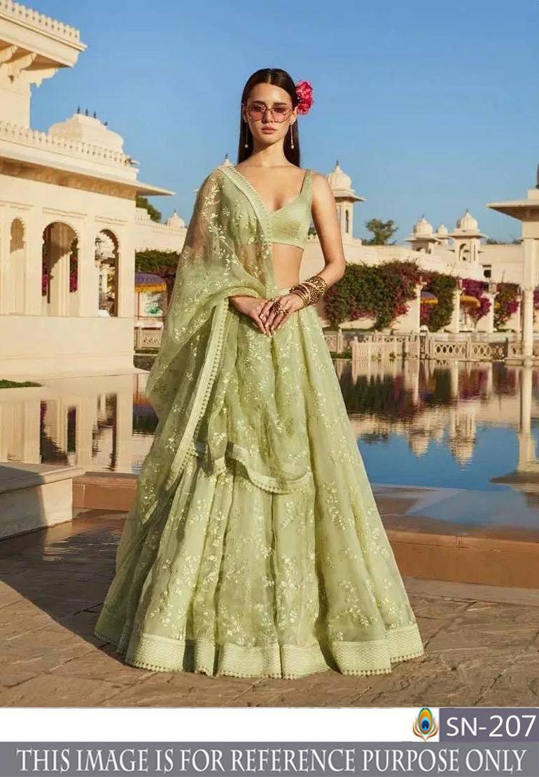 mint green lengha