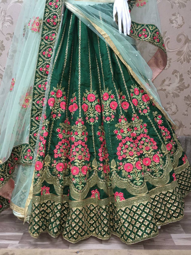 Heavy Embroidery Lehenga Choli Green Ghagra Choli Chaniya | Etsy