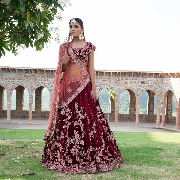 Lehenga Bridal Lehenga Velvet Lehenga 