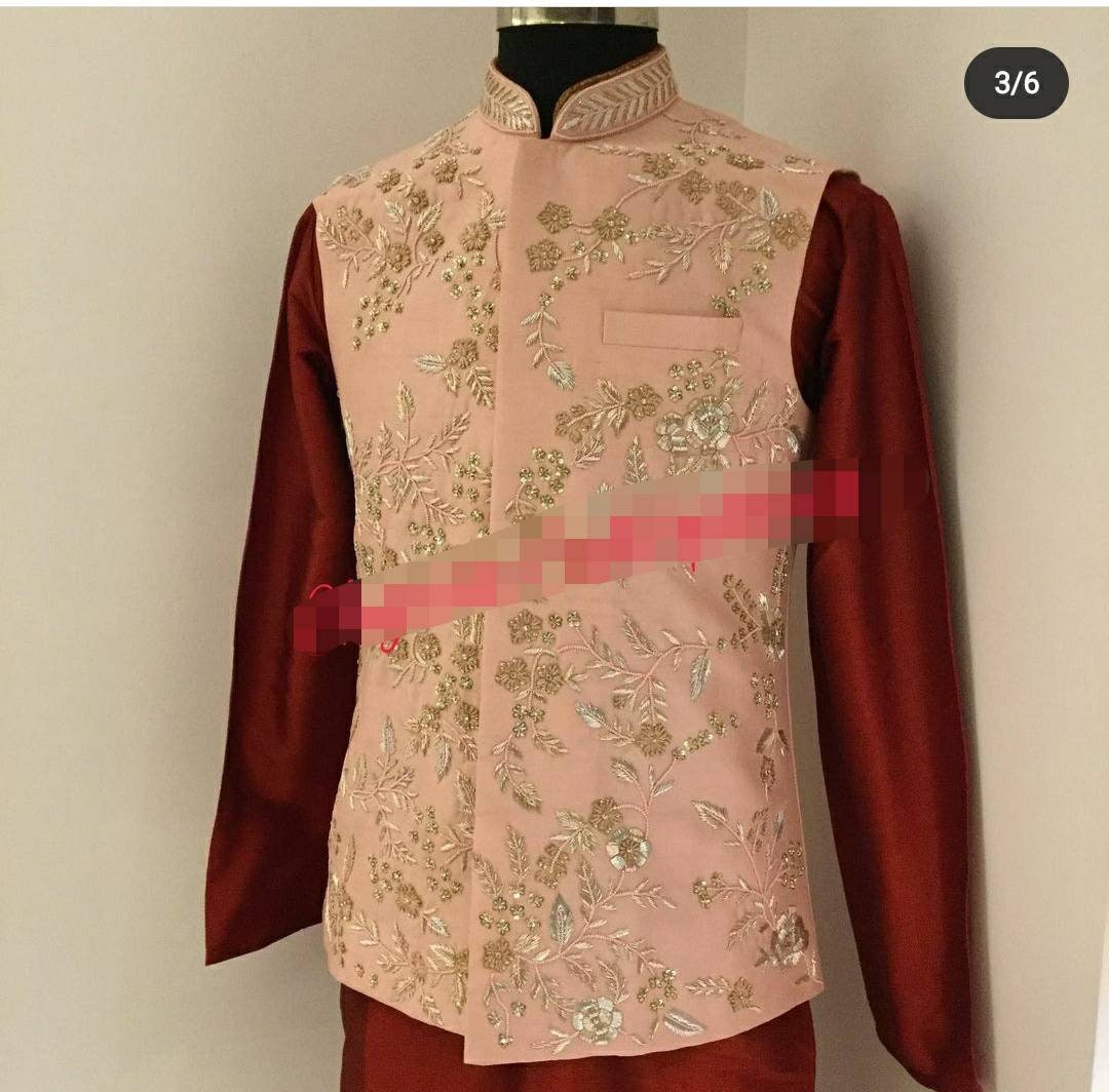 Designer Kurta Pajama Vest Heavy Embroidery Jacket Groom Outfit Indian