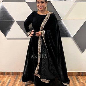 Buy Black Velvet Gown Online In India Etsy India