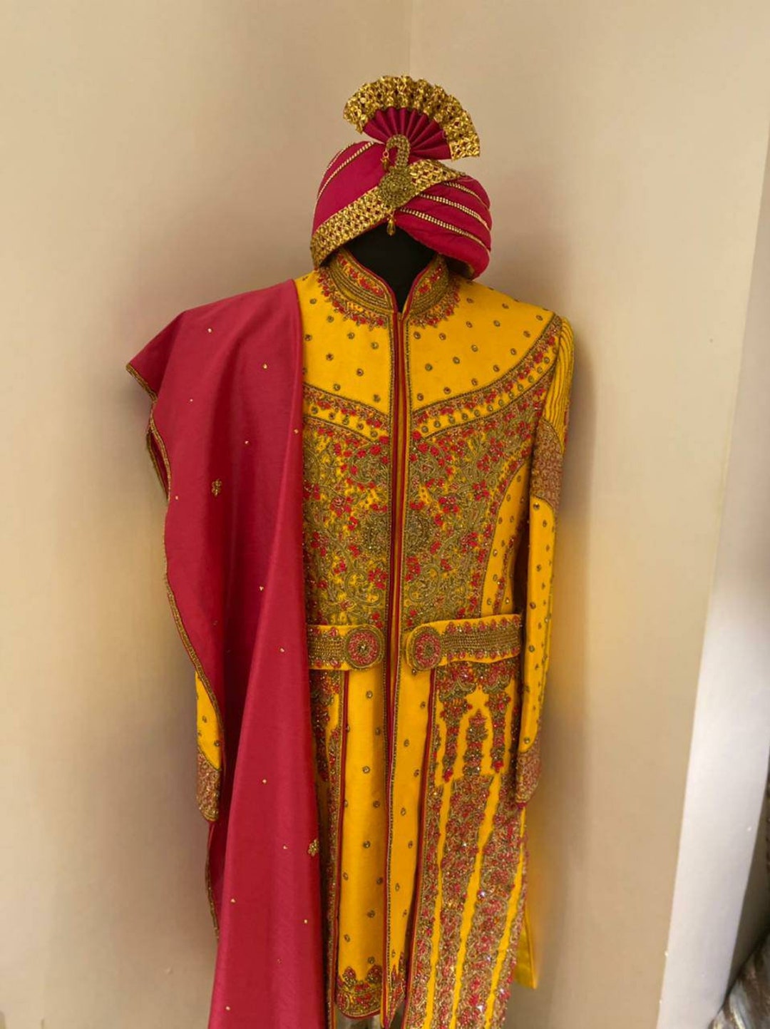 Heavy Embroidery Yellow Sherwani Groom Sherwani Indian Etsy