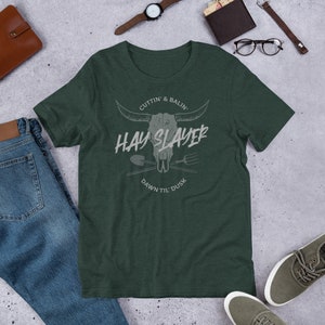 Hay Slayer Short-Sleeve Unisex T-Shirt Dark Version, Farm, Farm Gifts, Farmer Gifts, Farmer Tshirts, Farm Tshirts, Farmer