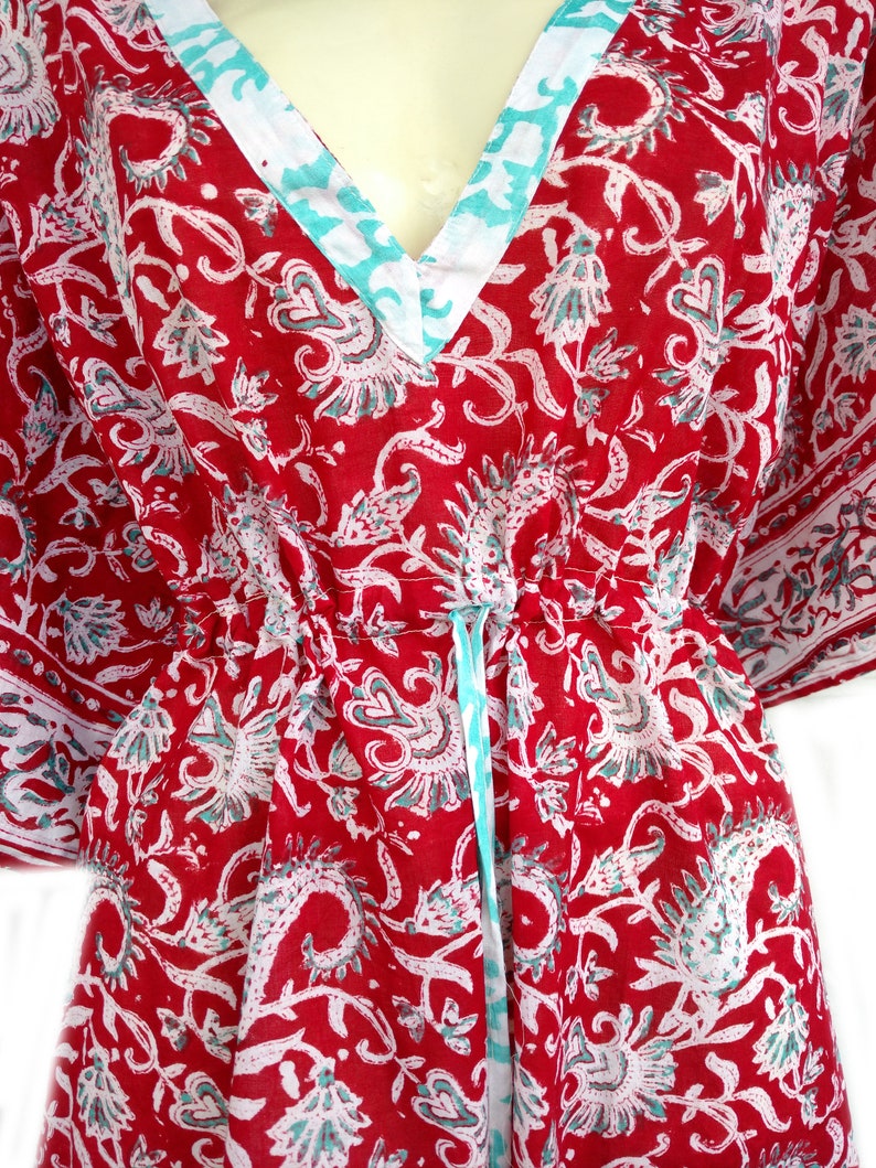 Kaftan Hand Block Printed 100/% pure cotton multi color design cover ups swim suit free size kaftan for women